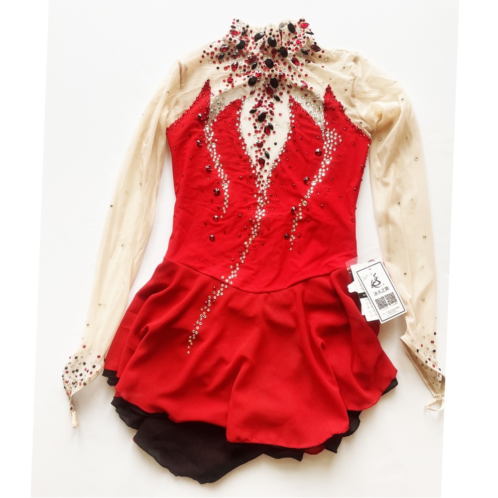New Figure Skating Dress Ice Skating Girl Size S Handmade Jeweled Rhinestone